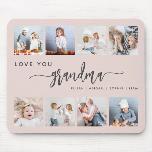 Love You Grandma 8 Fotocollage Blush Pink Muismat (Voorkant)