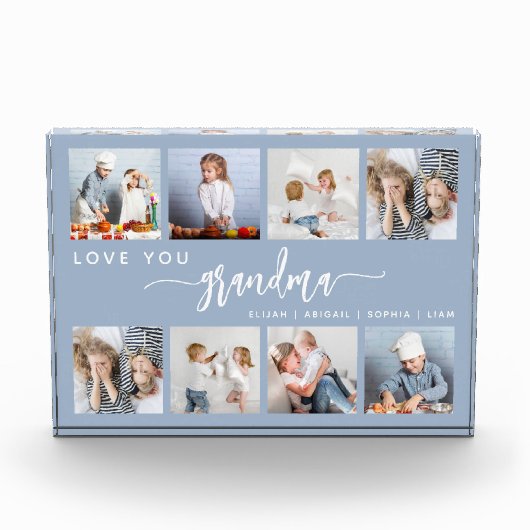 Love You Grandma 8 Fotocollage Dusty Blue Fotoblokken (Voorkant)