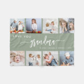 Love You Grandma 8 Fotocollage Sage Green Fleece Deken (Voorkant (Horizontaal))