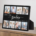 Love You Grandma 8 Photo Collage Black Fotoplaat<br><div class="desc">Give Grandma a gift she'll cherish. This photo collage plaque features eight of her favorite square photos of the grandkids, along with the message "Love You Grandma." The word "grandma" appears in elegant white handwriting script with flourishes at the beginning and end on a black background. Add the names of...</div>