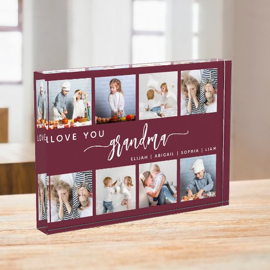 Love You Grandma 8 Photo Collage Burgundy Fotoblokken