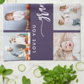 Love You Grandma 8 Photo Collage Purple Theedoek (Gevouwen)