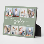 Love You Grandma 8 Photo Collage Sage Green Fotoplaat (Zijkant)