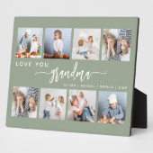 Love You Grandma 8 Photo Collage Sage Green Fotoplaat (Zijkant)