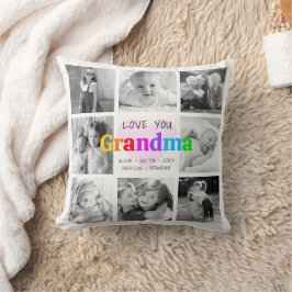 Love You Grandma Colorful Modern 8 Photo Collage Kussen
