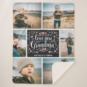 Love You Grandma Custom 6 Fotocollage Sherpa Deken (Voorkant)