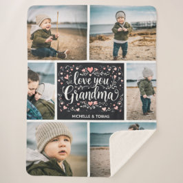 Love You Grandma Custom 6 Fotocollage Sherpa Deken
