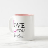 Love You Grandma Custom Name Tweekleurige Koffiemok (Voorkant links)