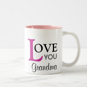 Love You Grandma Custom Name Tweekleurige Koffiemok