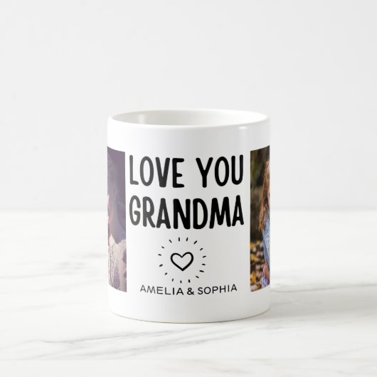 Love You Grandma CustomTwo Photo HandwritText Koffiemok (Center)