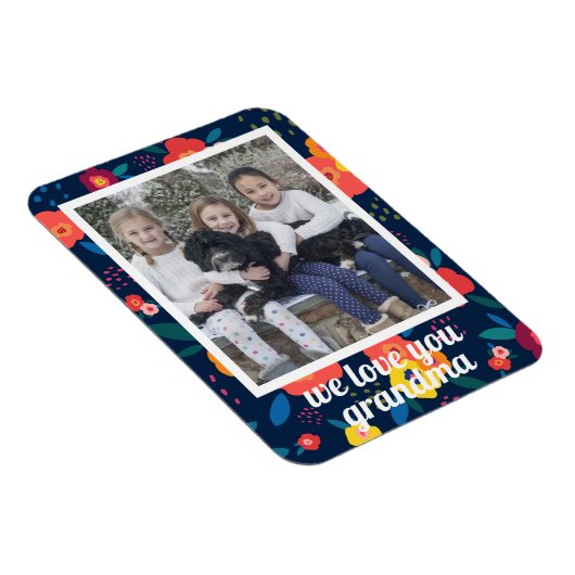 Love You Grandma Floral Photo Persoonlijk Magneet (Rechterzijde)