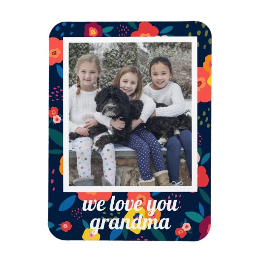 Love You Grandma Floral Photo Persoonlijk Magneet (Verticaal)