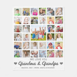 Love You Grandma & Grandpa 33 Photo Collage Fleece Deken