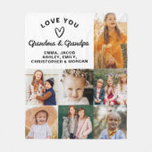 Love You Grandma & Grandpa 7 Foto Wit Fleece Deken (Voorkant)