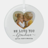Love You Grandma Heart Photo Glas Ornament (Voorkant)