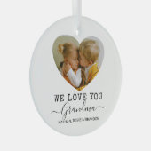 Love You Grandma Heart Photo Glas Ornament (Voorkant Rechts)