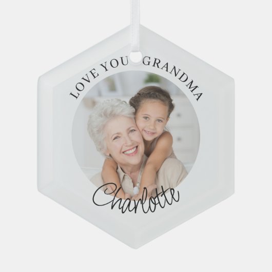 Love You Grandma Keepsake Photo Glas Ornament (Voorkant)