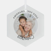 Love You Grandma Keepsake Photo Glas Ornament (Achterkant)