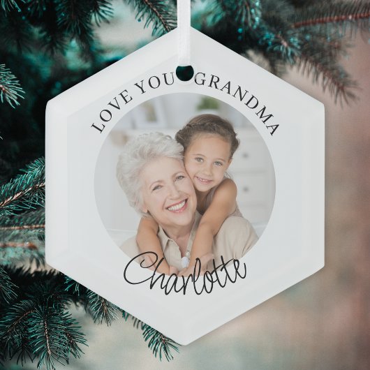 Love You Grandma Keepsake Photo Glas Ornament