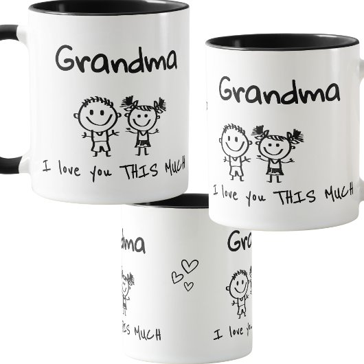 Love You Grandma Kids Art Personalized Gift Mok