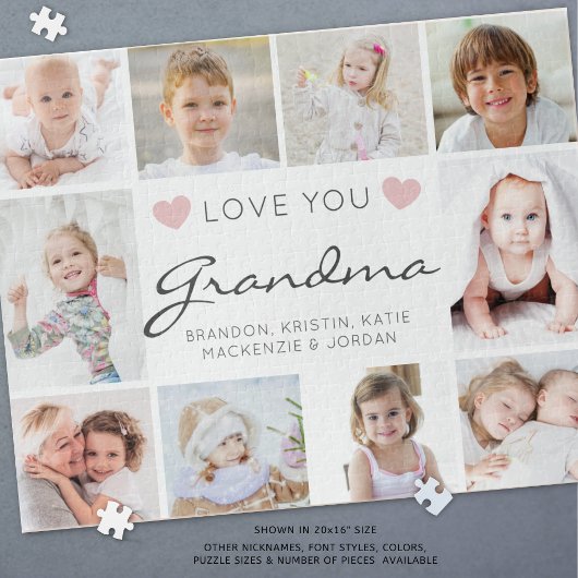 Love You Grandma or Nickname 10 Photo Collage Legpuzzel