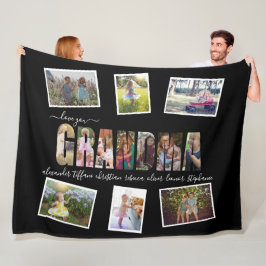 Love You Grandma Photo Collage Letters Fleece Deken