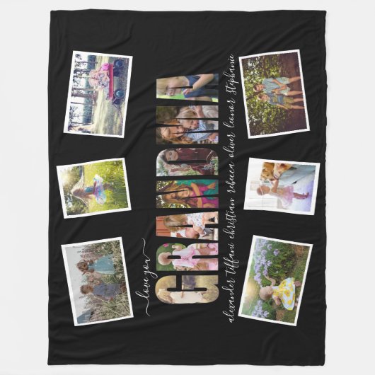 Love You Grandma Photo Collage Letters Fleece Deken (Voorkant)