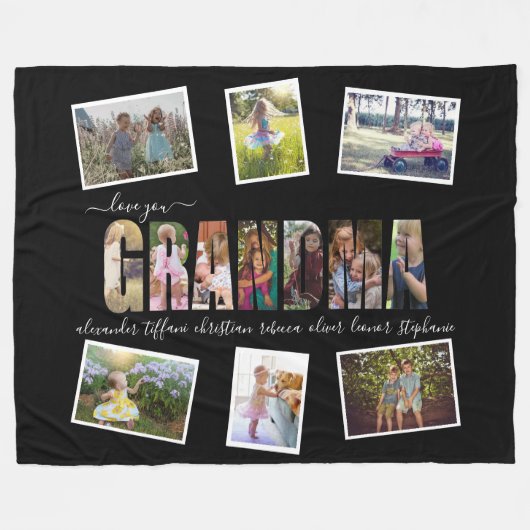 Love You Grandma Photo Collage Letters Fleece Deken (Voorkant (Horizontaal))