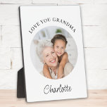 Love You Grandma Photo Fotoplaat<br><div class="desc">This stylish Grandma keepsake photo plaque says "Love you Grandma" and is easily customizable with your name and photo.
It makes a special gift for a special grandparent.</div>