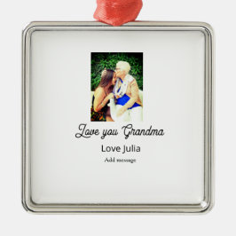 Love you Grandma photo name love message grandkids Metalen Ornament