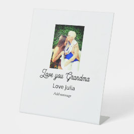 Love you Grandma photo name love message grandkids Reclamebord Met Voetstuk