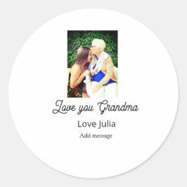 Love you Grandma photo name love message grandkids Ronde Sticker