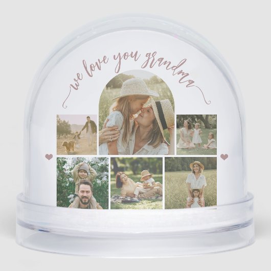 Love you grandma script custom photo collage  sneeuwbol (Voorkant)