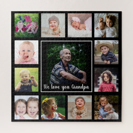 Love You Grandpa 13 Photo Collage Black Legpuzzel (Verticaal)