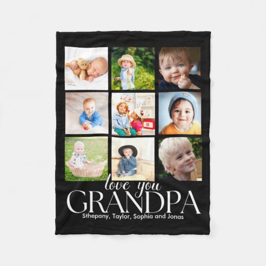 Love You Grandpa Beautiful Collage 9 Photos  Fleece Deken (Voorkant)