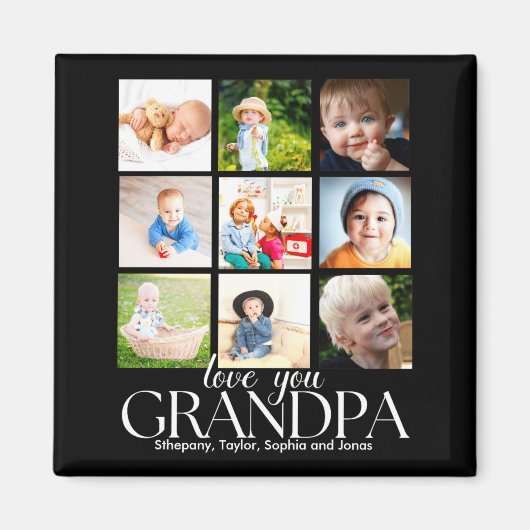 Love You Grandpa Beautiful Collage 9 Photos Magneet (Voorkant)
