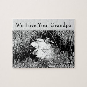 Love You Grandpa Black White Duck Photo Natuur Legpuzzel