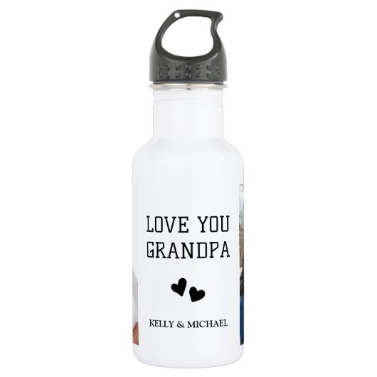 Love You Grandpa Custom Photo Collage Waterfles Waterfles (Voorkant)