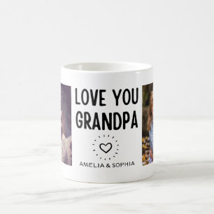 Love You Grandpa CustomTwo Photo Handwrite Text Koffiemok