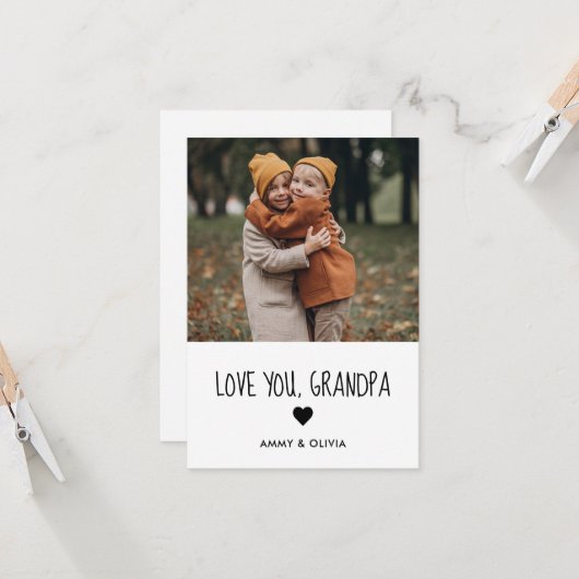 Love You Grandpa foto Kaart (Voorkant / Achterkant in situ)