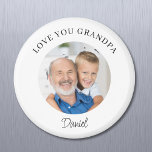 Love You Grandpa Keepsake Photo Magneet<br><div class="desc">This modern Grandpa keepsake photo magnet says "Love you Grandpa" and is easily customizable with your name and photo.
It makes a special gift for a special grandfather.</div>