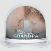 Love You Grandpa Modern Elegant Script 2 Foto Sneeuwbol (Voorkant)