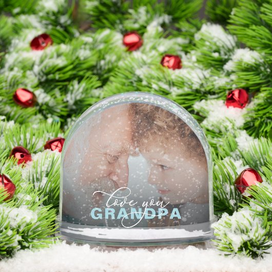 Love You Grandpa Modern Elegant Script 2 Foto Sneeuwbol (Kerstmis)