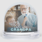 Love You Grandpa Modern Elegant Script 2 Foto Sneeuwbol (Achterkant)