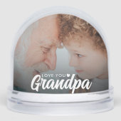 Love You Grandpa Modern Elegant Script 2 Foto Sneeuwbol (Voorkant)