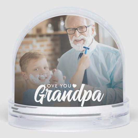 Love You Grandpa Modern Elegant Script 2 Foto Sneeuwbol (Achterkant)
