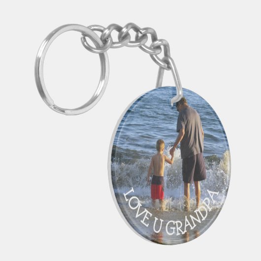 Love You Grandpa Personalized Photo Sleutelhanger (Voorkant Links)