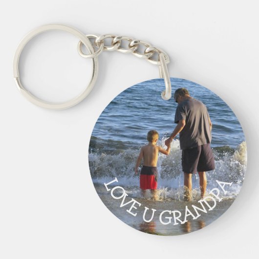 Love You Grandpa Personalized Photo Sleutelhanger (Voorkant)