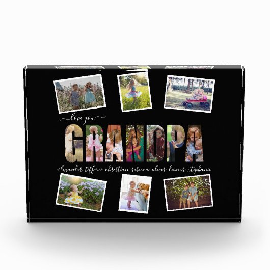 Love You Grandpa Photo Collage Letters Pic Block Fotoblokken (Voorkant)