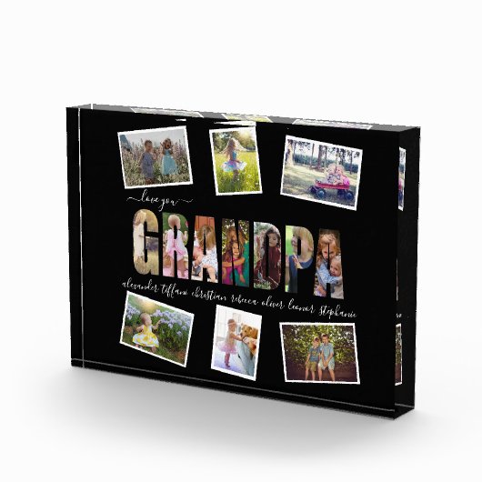 Love You Grandpa Photo Collage Letters Pic Block Fotoblokken (Rechts)